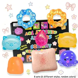 8pcs/set - Different styles of blind boxes, durable slow rebound compact decompression toys, soft touch, sensory pressure squeezing toys, soothing anxiety, stress relieving toys, Stress Relief Fidgeting, perfect holiday party gifts