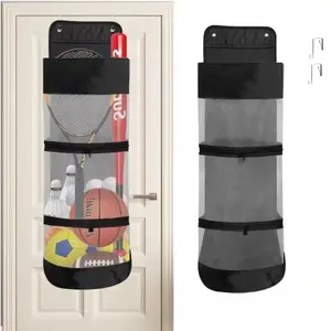 Hanging Basketball Bag, Large Capacity Door Storage, Breathable Durable Space Saver, Ideal for Sports Equipment and Ball Storage