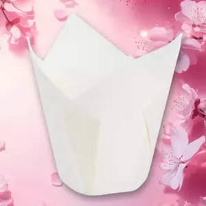 Sparkle & Bash,100 Pack,White Tulip Cupcake Liners,2.2x3.15,Trending Baking Essential,TikTok Hot Sale,Cupcake Wrappers for Parties