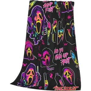 Horror Movie Blanket No You Hang Up Horror Movie Character Blanket Gift Serial Killers Blanket Spooky Season Couch Bed Sofa Soft Lightweight Warm Cozy Flannel Fleece Bed Blanket soft comfortable