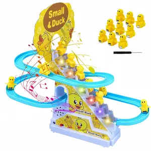 Electric Duck Racing Toy Set – Small Climbing Ducks on Roller Coaster Track with LED Lights & Music, Fun Game for Kids