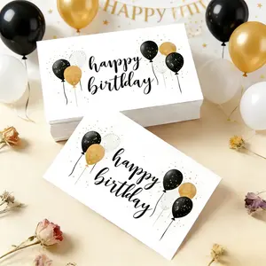 50 Gold Balloon Birthday Greeting Cards, Blessing Cards for Family and Friends, Message Cards for Birthdays