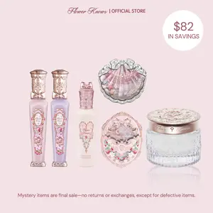 Flower Knows Joyful Glow Mystery Set - Surprise Makeup Bundle with 6 Items, Lipstick, Blush, Highlighter, and Primer, Ideal Gift for Girls, Women, or Friends