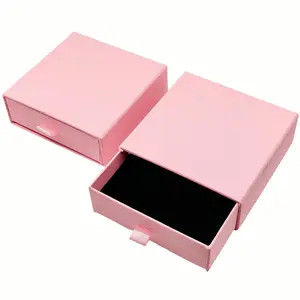 1/2/4/10-piece cardboard jewelry boxes, drawer-style pink cardboard jewelry gift boxes with black sponge, stackable jewelry gift boxes for bulk use with necklaces, bracelets, earrings, jewelry gift storage and display
