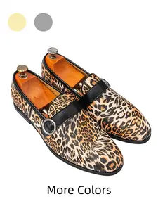 Men's Plus Size Loafers Leopard Print Buckle Metal Decor Leopard Print Upper Easy Slip-On Eye-Catching Party Street Wear Shoes