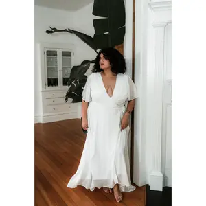 Kyla White Plus Size Wrap Dress