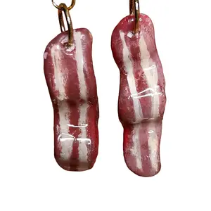 Bacon earrings, cute breakfast dangle earrings