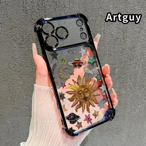 Celestial Emblem Array Pattern Phone Case for iPhone 17 Pro Max 16 15 Plus Air 14 13 12 11 E Electroplated Four-Corner Anti-Fall Protection Cellphone Cover