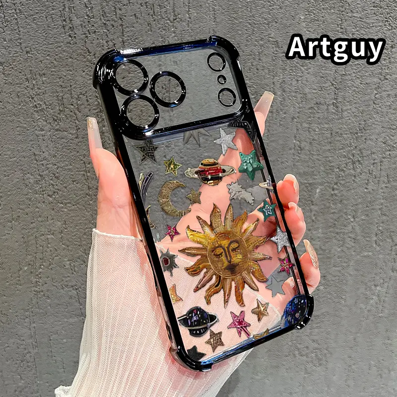 Celestial Emblem Array Pattern Phone Case for iPhone 17 Pro Max 16 15 Plus Air 14 13 12 11 E Electroplated Four-Corner Anti-Fall Protection Cellphone Cover