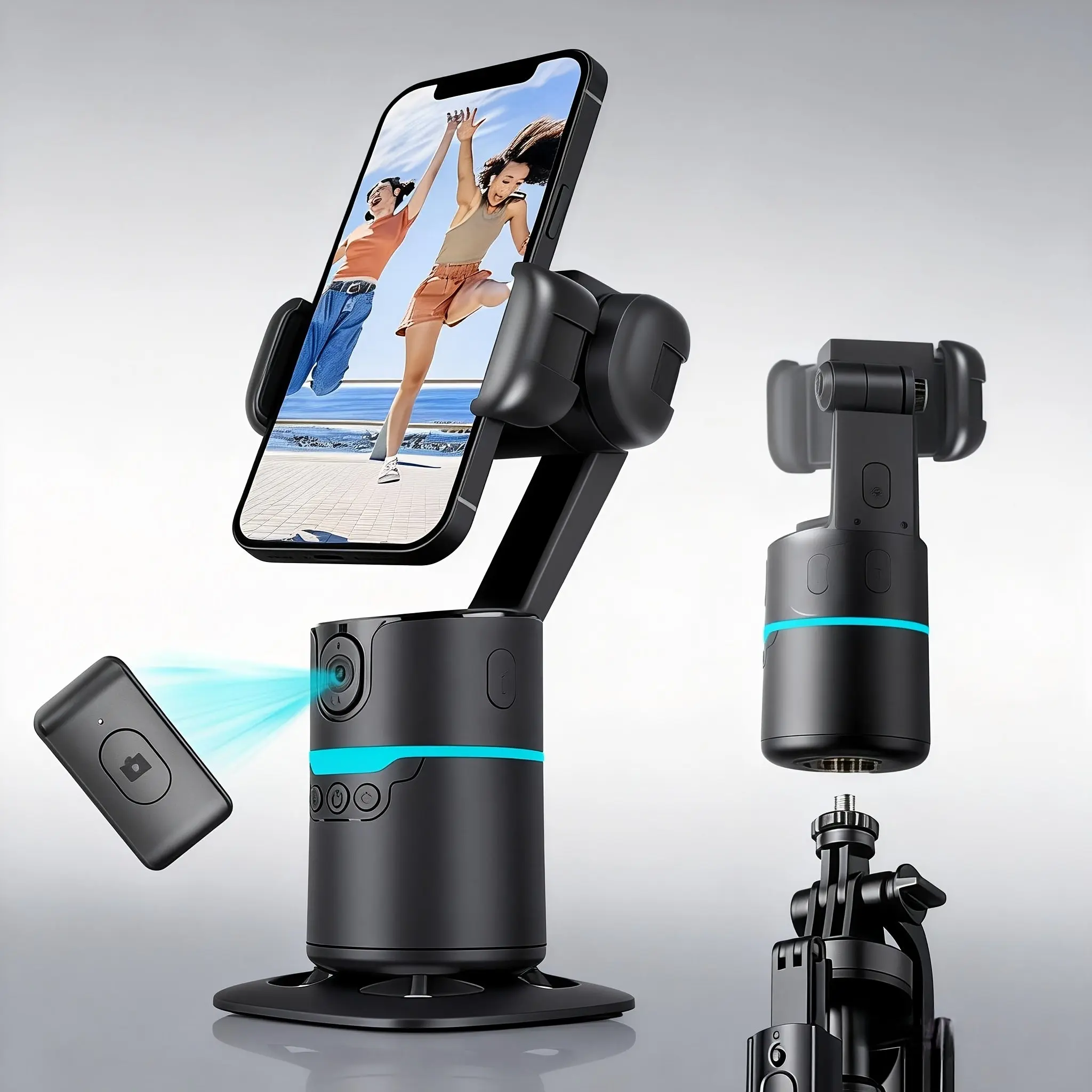 AI Auto Face Tracking Tripod – 360° Smart Gimbal with Gesture Control