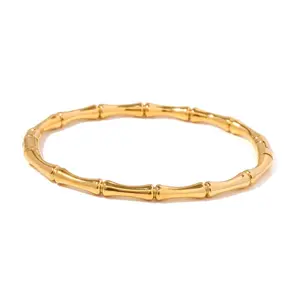Gold Bamboo bangles, stainless steel 18k gold plated