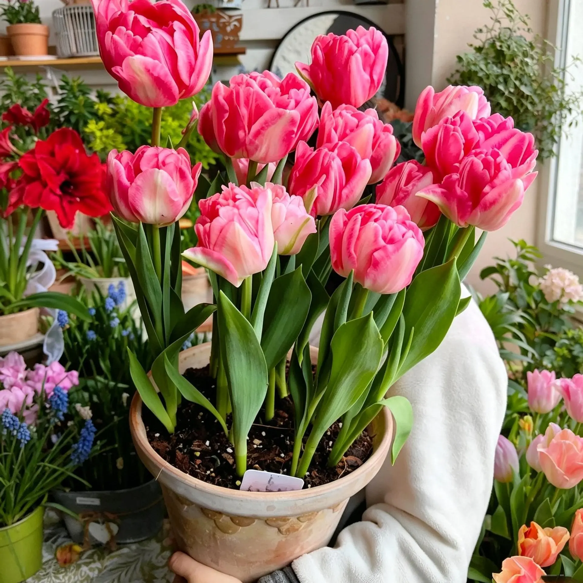Blooming Pink Tulip Bulbs,Easy To Grow For Beginner Gardeners,Great For Yard & Container Planting