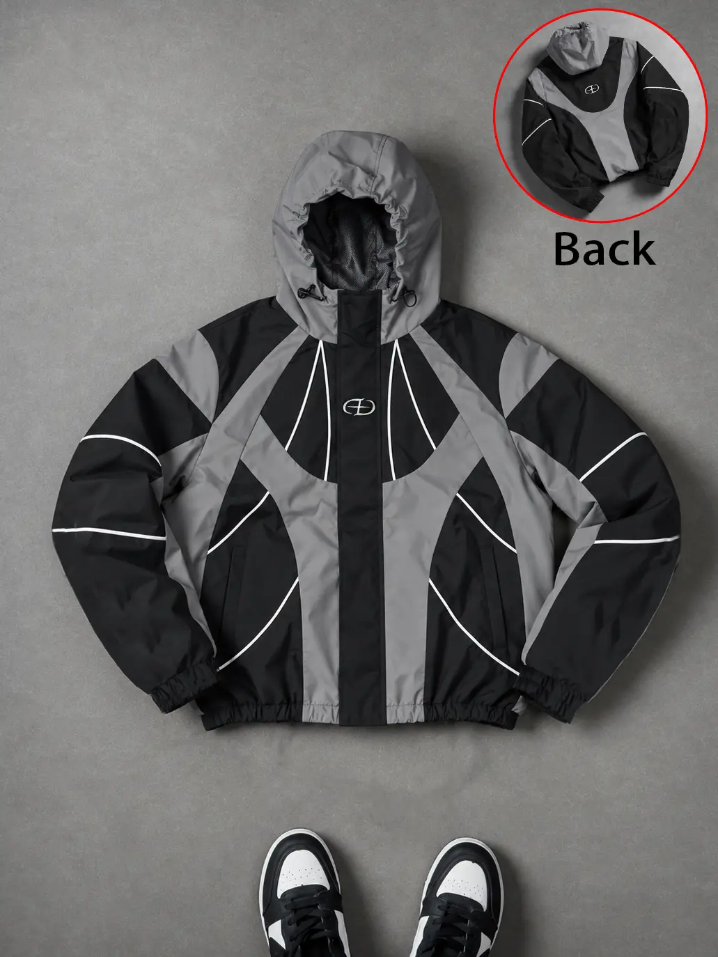 Men's Lightweight Hooded Techwear Windbreaker - Color-Blocking Sports Casual Streetwear Jacket, Zip-Up Utility Coat with Pockets for Fall-Spring Outdoor Travel