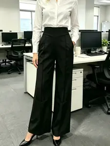Women's Four-Season Fashion Office Commute High-Waisted Straight Leg Suit Pants, Stylish, Elegant and Comfortable Business Wear for All Seasons