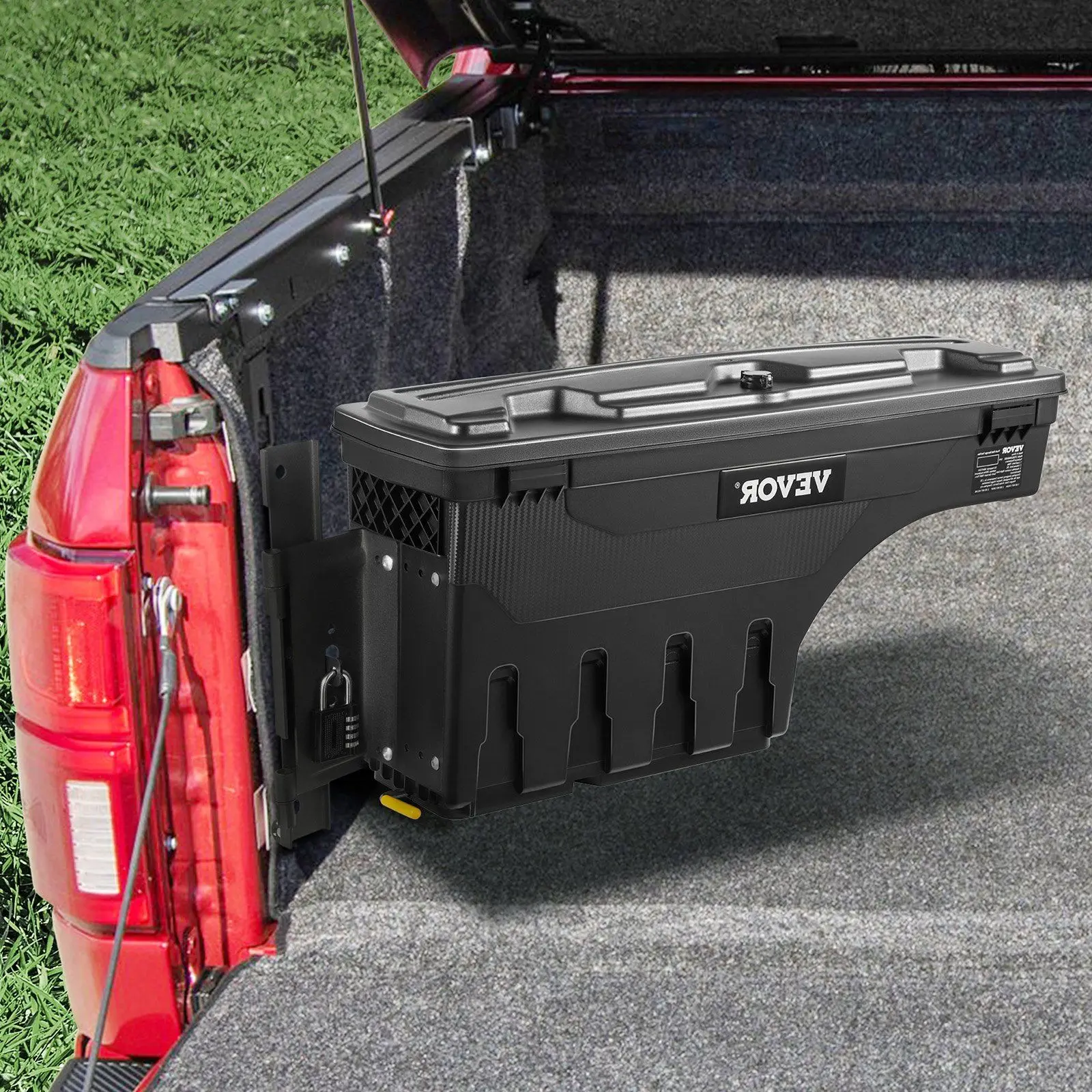 VEVOR Driver Side Truck Tool Box - Lockable ABS Plastic Swing Case, 6.6 Gal/25 L Waterproof Wheel Well Storage, Durable Automotive Accessories for Ford F-150 2015-2021 (Truck Tool Boxes Category)