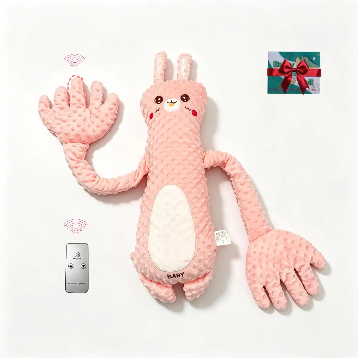 Giant Plush Patting Hand Toy – Soft Sensory Stuffed Pink Rabbit, Palm Hug Baby Doll, Perfect Birthday Gift for Boys Girls & Fun Party Decor