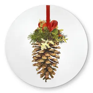 360 stand 5x5 ft. Round Christmas Pine Cone Print Indoor Outdoor Rug, Weatherproof Entryway/Patio Carpet, Printed Face Holiday Home Decor for Festive Look, Indoor Outdoor Rugs, Home Decor Rugs, Polyester Rug