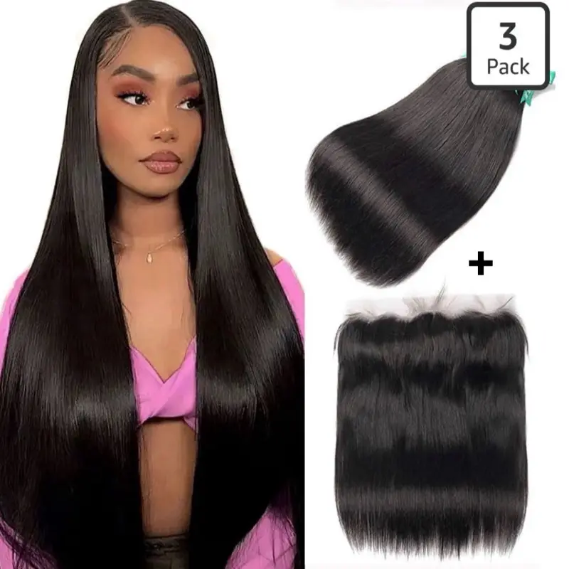 Zury Sis Enjoy 100% Brazilian Virgin Remy Human Hair Weave + 13x4 HD Closure - (Straight 10”, 12”, 14”, & Closure)