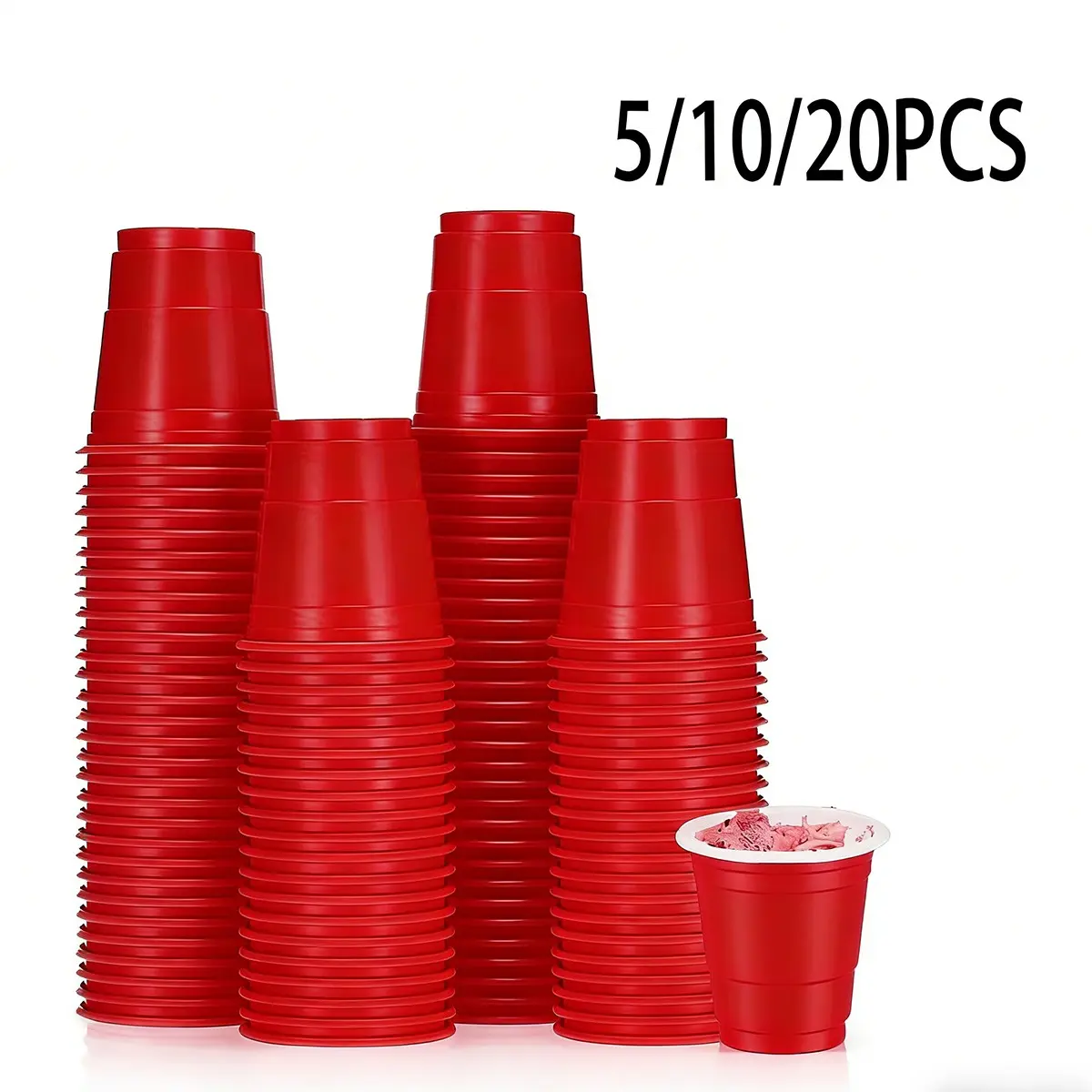 5/10/20 Pcs Plastic Mini Cups, Plastic Dessert Cups, Reusable Party Cups, Bullet Cup for Games, Red Solo Cup, Ideal for Condiments, Snacks, Juice, Various Parties