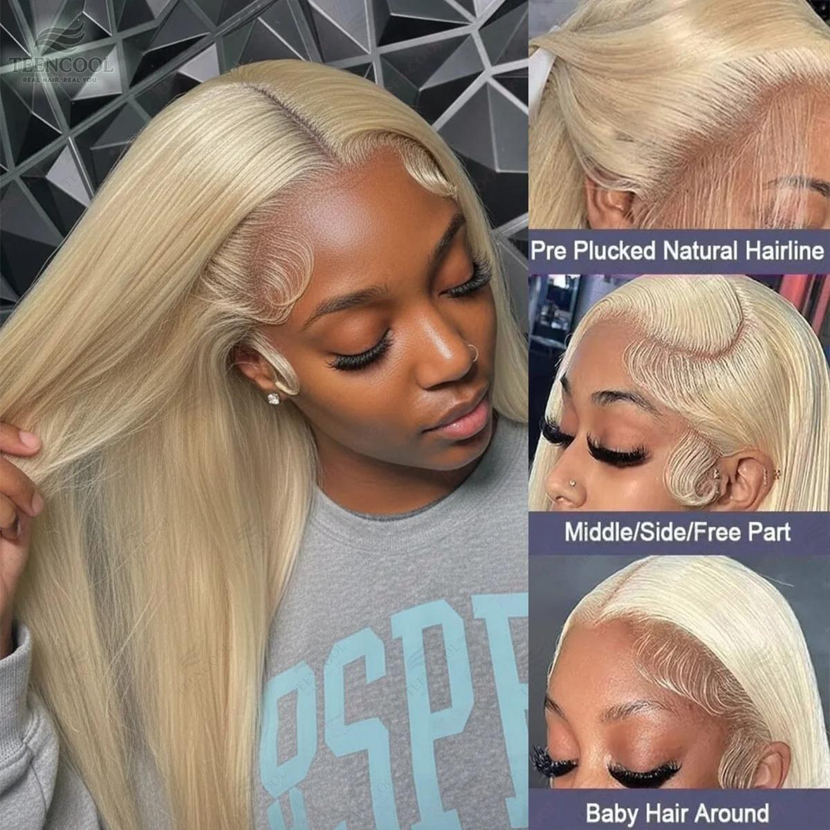 Blonde 613 Hd Lace Frontal Wig 40 Inch Straight 13x6 HD Transparent Lace Front Wig Pre Cut Pre Plucked For Women 180% Density Human Hair Wigs Can Be Dyed