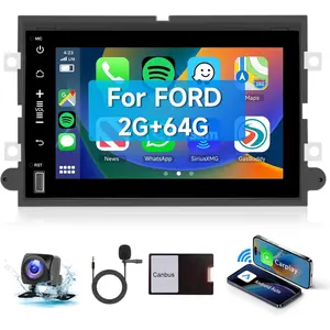 Rimoody 2+64G Android 15 Car Radio Stereo for Ford F150/F250/F350 2004-2014, 7 inch 1080P Touch Screen Car Stereo with Wireless CarPlay Andriod Auto, Bluetooth, GPS, HiFi, SWC, WiFi, HD Backup Camera