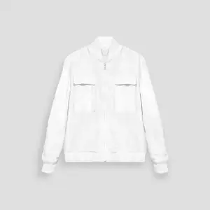 Men's Premium Linen Bomber Jacket - White, Versatile and Comfortable Design, Ideal for Chill Weather