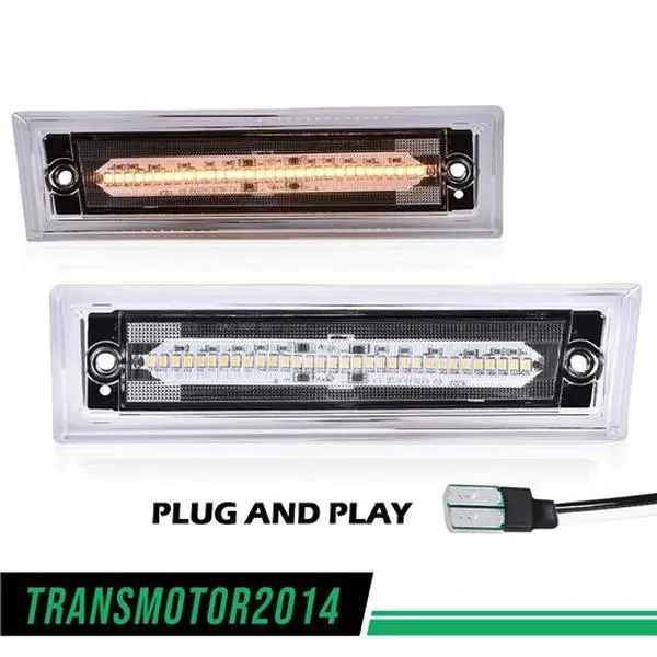 Motor Interior-Amber LED Front Side Marker Light Fit For 1981-1991 C10/C20/C30 GMC White Lens