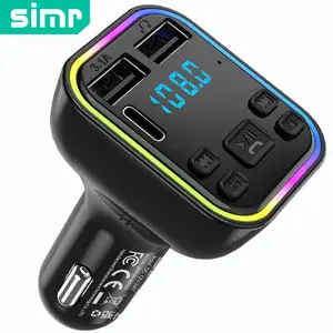 SIMR Car MP3 Player, 1 Count BT Wireless FM Transmitter, 15W Fast Charging Dual USB Car Charger, Handsfree Car Kit MP3 Player FM Modulator, Multifunctional Charger, Electronic Smartphone Charger