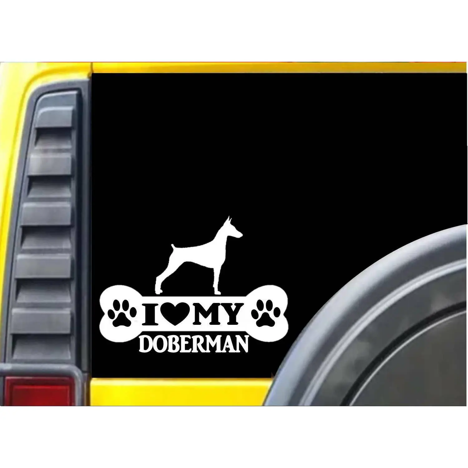 Doberman Pinscher Bone L016 8 inch Sticker rescue dog decal