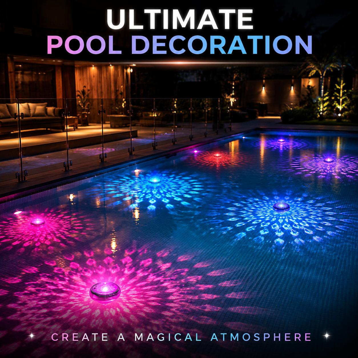 Solar Pool Lights for Inground Above Ground Pools, 7 Color Changing Floating Pool Lights with Remote, IP67 Waterproof Solar Powered Underwater LED Light Show Projector for Pool Decor, Hot Tub, Party b