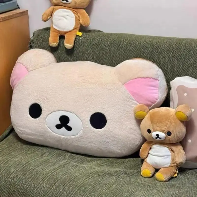 Rilakkuma Bear Plush Pillow Dual Sided Large Soft Bedside Cushion Nap Pillow Dormitory Stuffed Doll Gift For Girlfriend