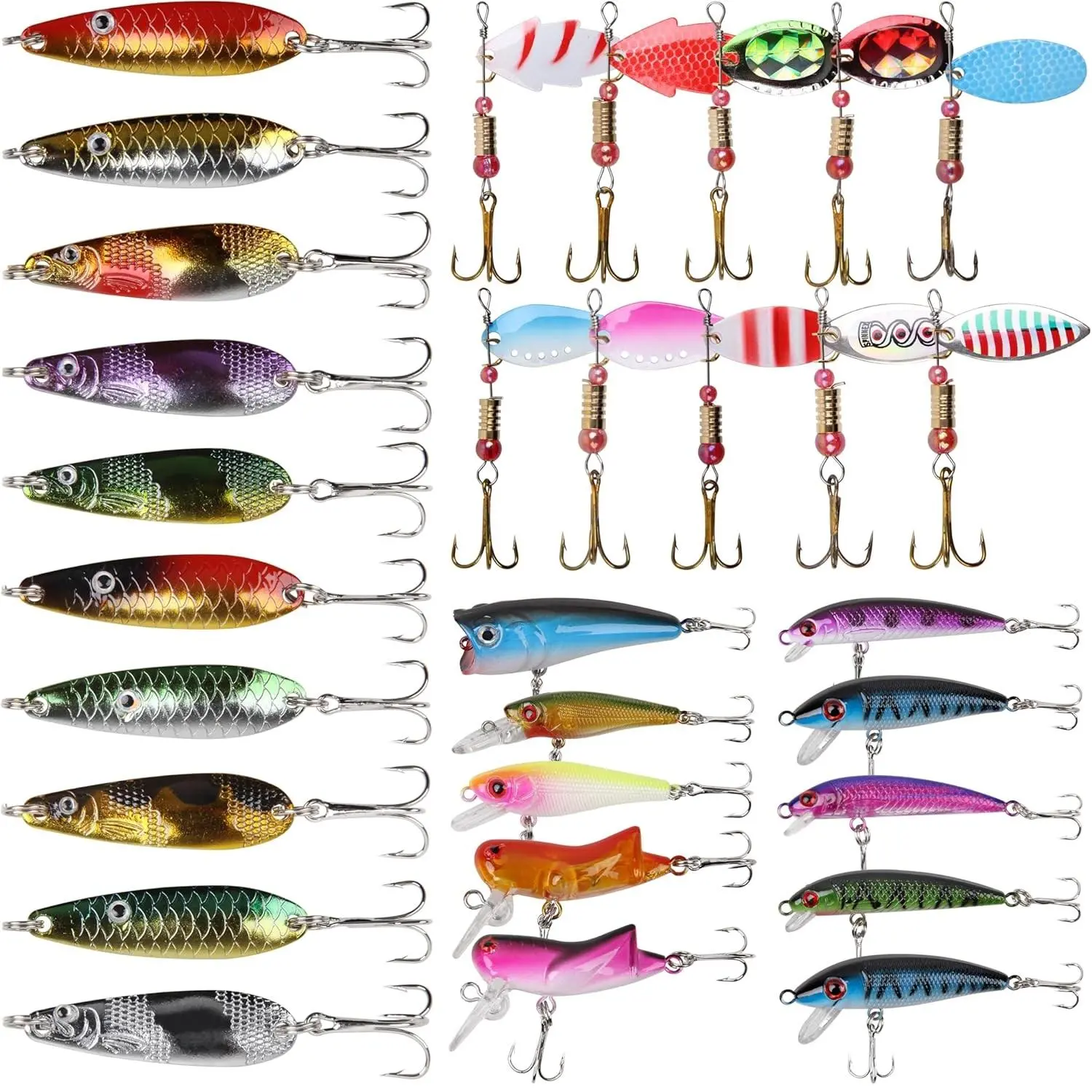 30pcs Fishing Lures Kit, Spinner Baits Trout Lures Spoon Lures Hard Baits Crankbaits Fishing Lures for Bass Trout Crappie Walleye Fishing - TikTok Shop 30pcs Fishing Lures Kit, Spinner Baits Trout Lures Spoon Lures Hard Baits Crankbaits Fishing Lures for Bass Trout Crappie Walleye Fishing - TikTok Shop