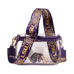 Lexi Clear Purse with Patterned Shoulder Straps - LSU