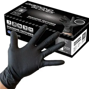 Diamond Advance 8Mil Heavy-duty Black Nitrile Disposable Gloves diamond-textured grip for industral, Latex-Free Powder-Free Cleaning Gloves Hand Household