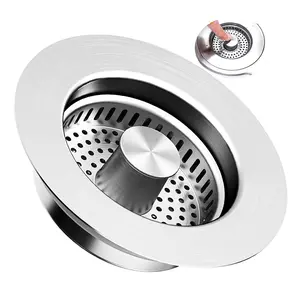 3-in-1 Kitchen Sink Drain Strainer & Stopper with Basket, Stainless Steel Drain Plug Cover Catcher for Food Waste -Sink Accessories for Home or Kitchen Sink Shroom Fit US Standard 3-1/2" Drain Hole