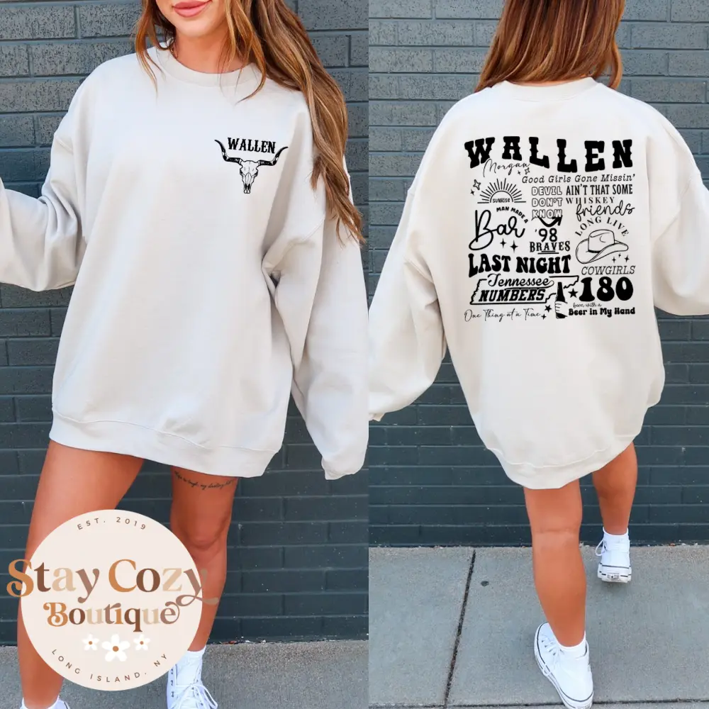 Wallen Braves 98 Crewneck Sweatshirt, Wallen Crewneck Sweatshirt, Wallen Crewneck Sweatshirt, Graphic Crewneck Sweatshirt for Women, Country Crewneck Sweatshirt, Country Concert Crewneck Sweatshirt