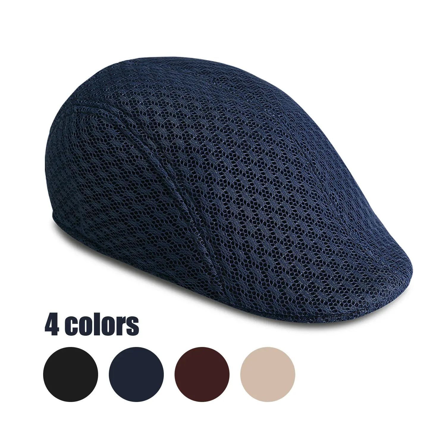 Men Women Mesh Newsboy Flat Cap Simple Plain Color Breathable Summer Gatsby Irish Hunting Driver Golf Ivy Beret Hat Sweatband Hat Featherlight Hat summerwins outdoor
