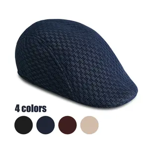 Men Women Mesh Newsboy Flat Cap Simple Plain Color Breathable Summer Gatsby Irish Hunting Driver Golf Ivy Beret Hat