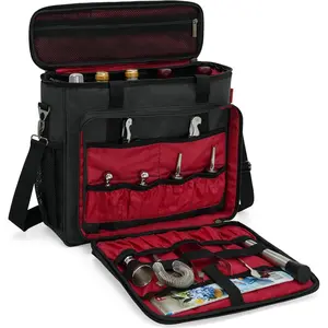 Portable Bartender Travel Bag with Compartments, Carrying Case for Cocktail Shaker Set and Wine Bottles, for Travel Home Indoor Outdoor Party (Bag Without Tools)