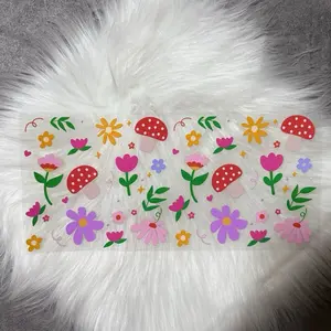 Mushrooms & Flowers-UVDTF Wrap 16oz Cup Wrap Decorative Stickers Waterproof Glass