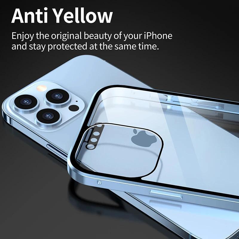 Magnetic Tempered Glass Privacy Phone Case For iphone 11 12 13 14 15 16 17 Pro Max X XR XS Max 360° Magnet Antispy Protect Cover