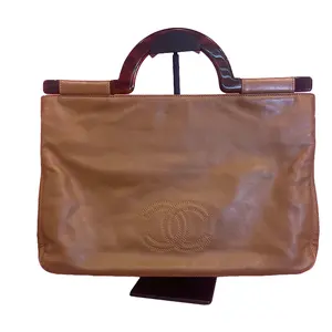 Pre-owned CHANEL Lambskin Top Handle Tortoise Bag