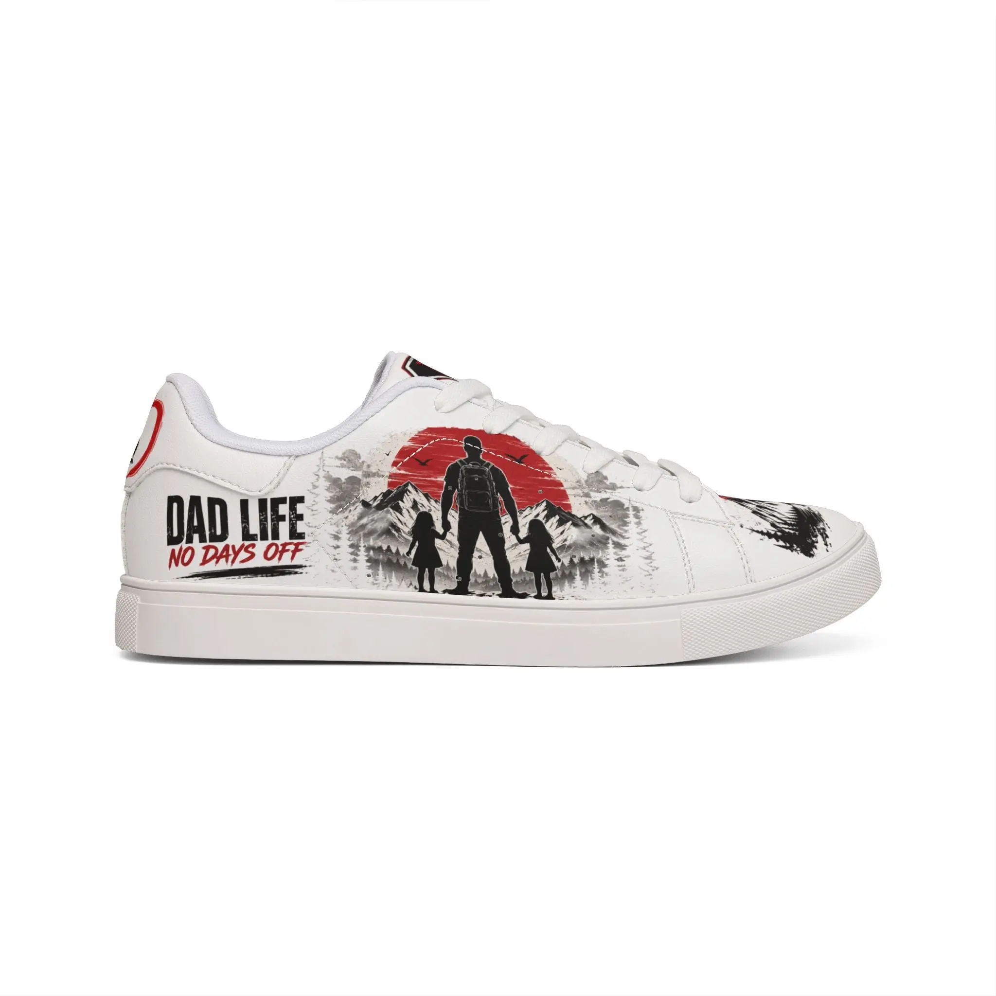 Men's Heart Graphic Streetwear Sneakers, Cushioned Microfiber Leather Low-Tops with Lightweight EVA Sole, Lace-Up