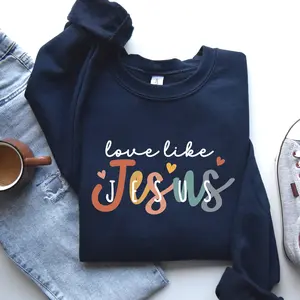 Love Like Jesus, Hearts, Colorful, Christian, Religious, Gospel, Faith Sweatshirt, Crew Neck, Women's, Crewneck