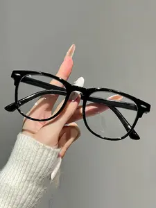Tea Tortoiseshell Rice Nail Glasses Frame, Lightweight Plain Spectacles for Large Faces, Slimming Effect, Ultra-Light Design
