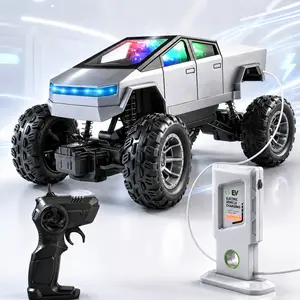 2.4GHz Cyber RC Truck for Kids, 4WD Rechargeable All Terrain Remote Control Monster Car with LED Lights Rc Stunt Car