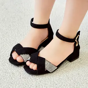 Elegant Girls' Summer High Heel Sandals with Sparkling Rhinestone Accents, Peep Toe Design, Comfortable PU Material for Parties & Dances sneakers  kids Champagne Mary Jane Fashionable Shoes jibbitz  charms children  shoes soft  sandals  cowgirl  boots