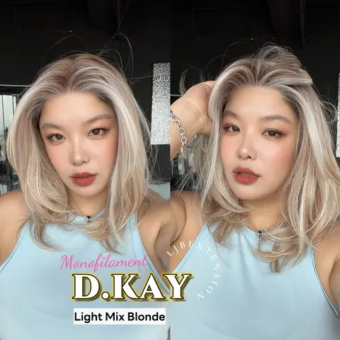 JBEXTENSION D.KAY MONO Partial Monofilament Wig 18 Inches Partial Mono Lace Glueless Women Fashion Wig D.KAY MONO【BENDY EAR TABS】