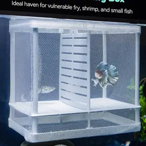 Fish Tank Breeding Isolation Net, Aquarium Fish Fry Breeding Box with Nylon Mesh and Suction Cup, Small Fish Fry Hatching Cultivation Box