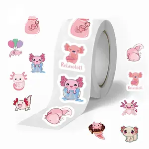 Cute Axolotl Pattern Sticker (500pcs/roll), Self Adhesive Decorative Sticker, DIY Decals for Water Bottle, Laptop, Phone Case, Scrapbooking, Journal Making, Ornaments